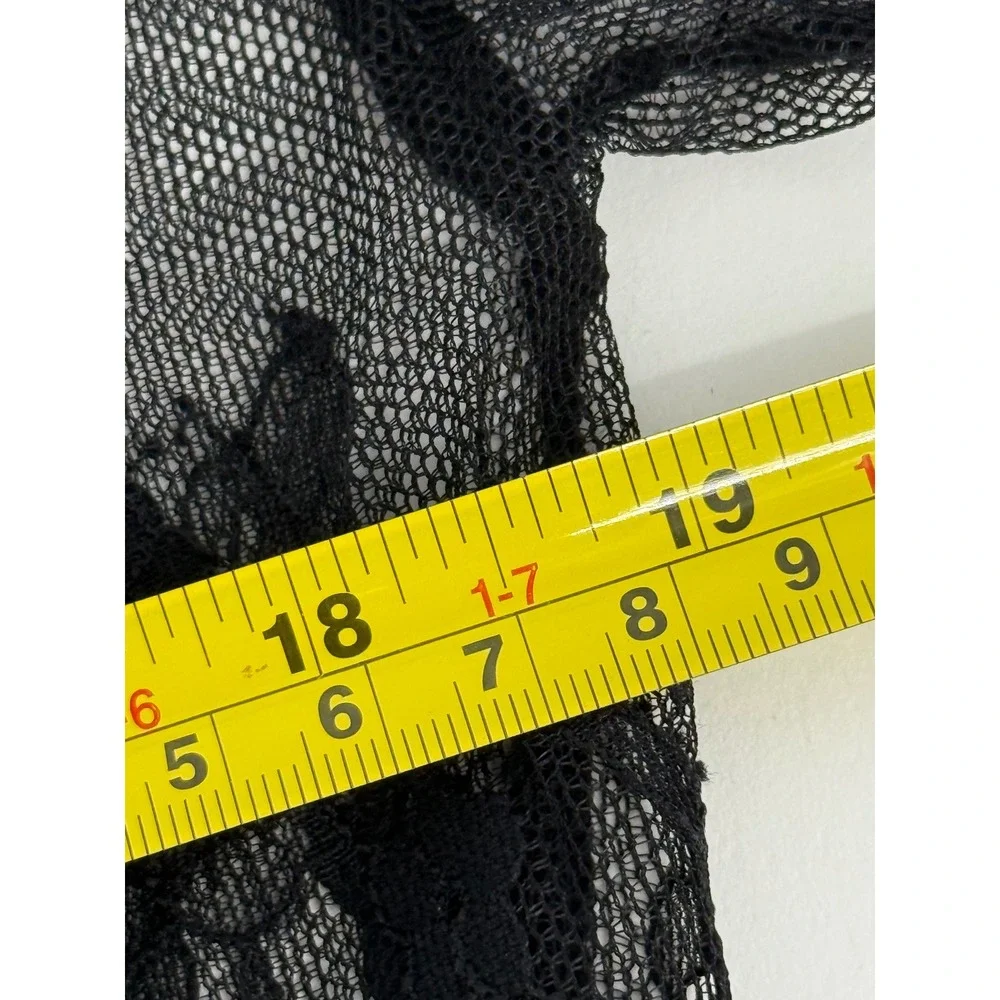 Avidlove Womens Black Floral Lace Sheer Kimono Robe Cover Up Eyelash Trim Sz M - Picture 6 of 9